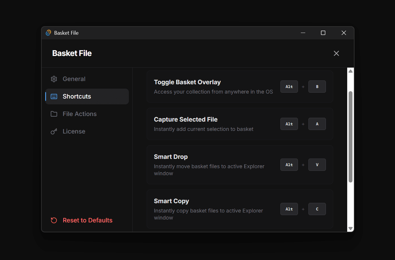 Customize shortcuts